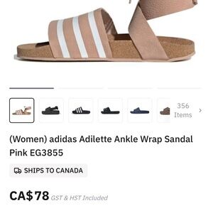 Adidas Women's Adilette Ankle Wrap Sandal - Tan and White
